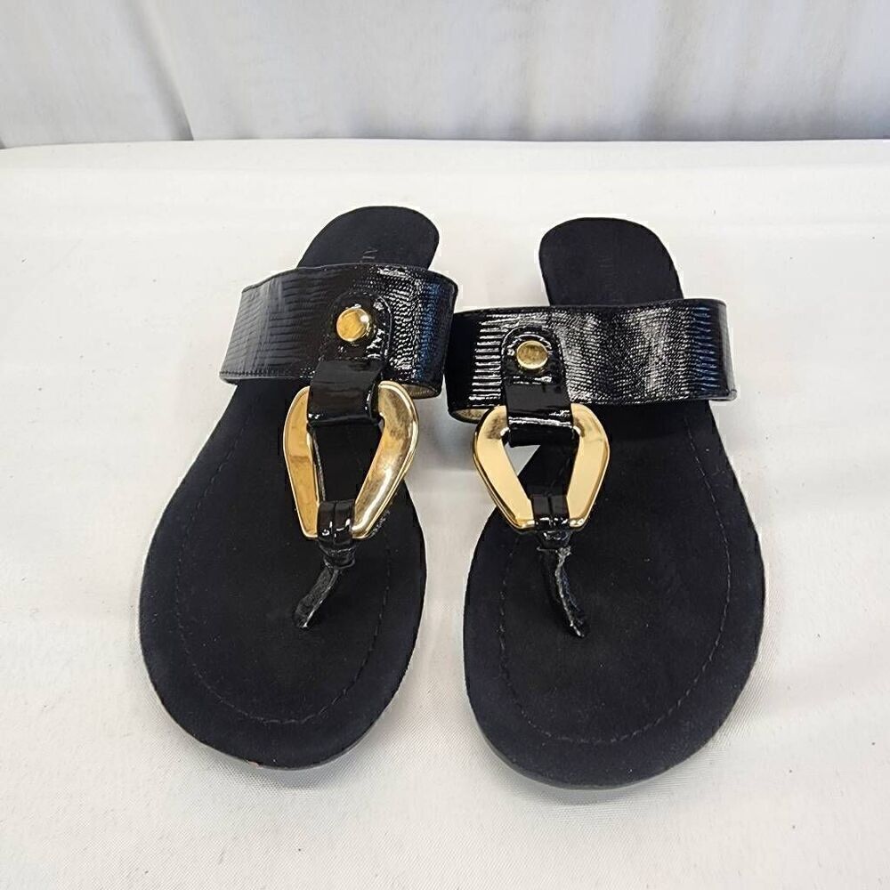 Alfani Forray Sandals Black And Gold  Women's Size 6.5